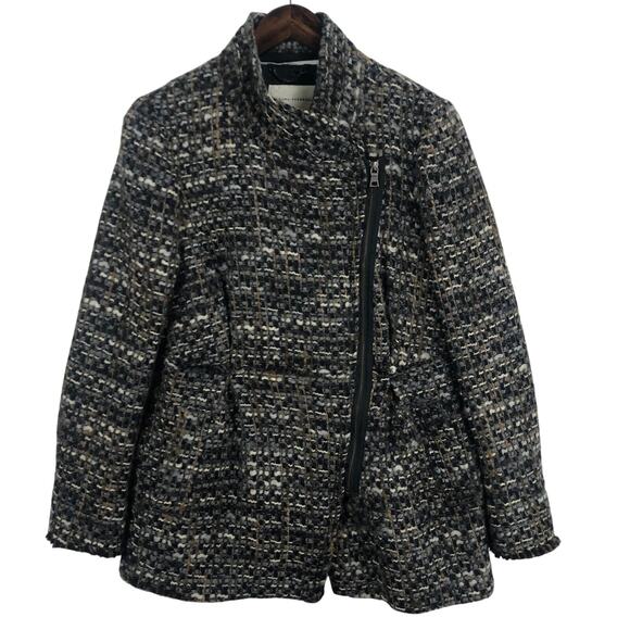 Banana Republic Archival Italian Tweed Texture Zipcoat Women M Wool  Asym Zip - Picture 1 of 14